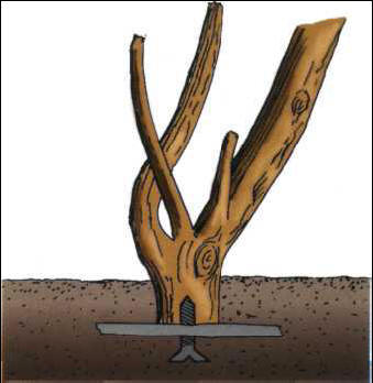 Wood can be held in place by screwing it to a small stone base.